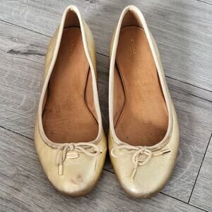 Coach Lara Metallic Gold Leather Ballet Flats Shoes Women's Size 9.5